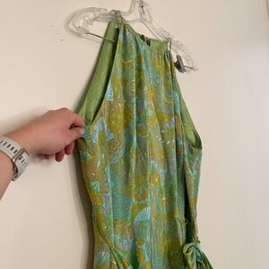 Maggy London Green Silk Faux Wrap Printed Dress size 12
